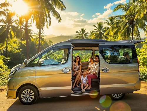 Family in the mini-van, perfect holidays in Cambodia 